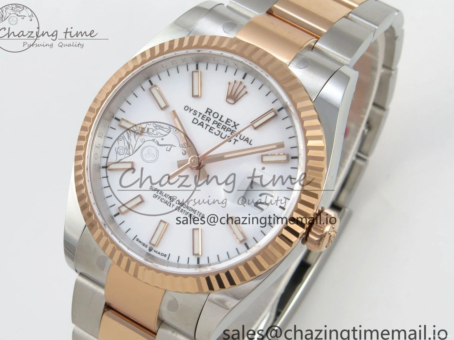0415 DateJust 36 SS RG ARF 1:1 Best Edition 904L Steel White Stick Dial on Oyster Bracelet SH FashionForward 84
